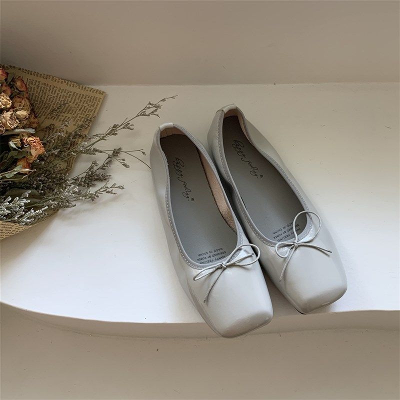 平底方头红色豆豆单鞋o女鞋子2024新款春秋季晚晚温柔奶奶通勤瓢,女鞋,浅口单鞋,淘宝优惠券,粉丝福利购,淘宝优惠卷