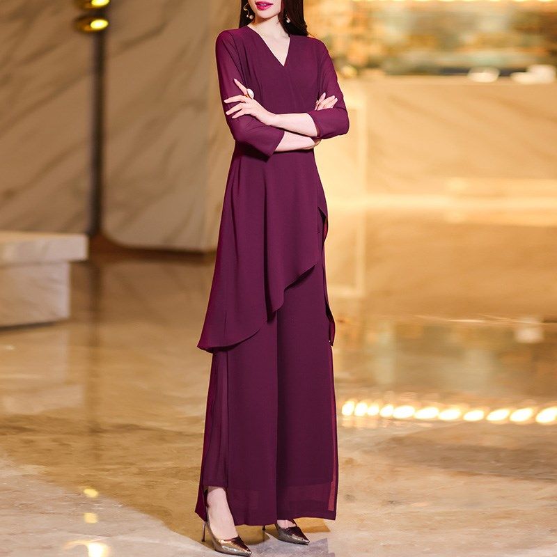 2025年新款春夏时尚减龄气质收腰显瘦两件套雪纺休闲Z阔腿套装女,女装/女士精品,时尚套装,淘宝优惠券,粉丝福利购,淘宝优惠卷