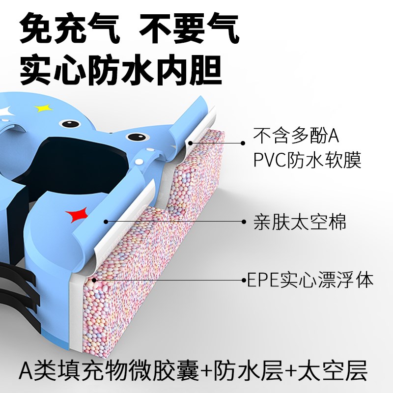 婴儿腋下圈4月一6岁小宝宝免充气学游泳K趴圈儿童游泳圈防侧翻福