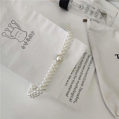 Elasatic pearl belt versatile pearl fashion Rhinestone Belt