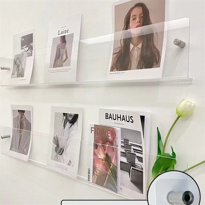 创意墙上绘本架亚克力杂志架挂墙展示架壁挂式书架书报架(订货)