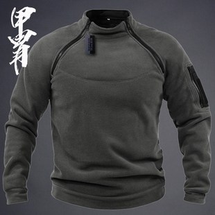 抓絨衣男士 保暖防風(fēng)外套新品 秋冬加絨加厚雙面搖V粒絨戰(zhàn)術(shù)衛(wèi)衣男