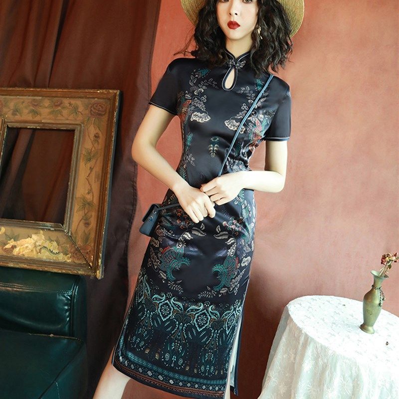 改良版旗袍女连衣裙复古中国风老上海气质年轻款少女日常生活装夏