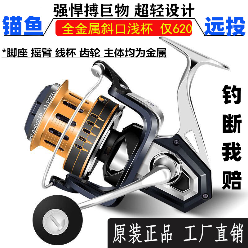 全金属无间隙10000型远投轮纺车轮斜口锚鱼轮锚杆海竿渔轮鱼线轮