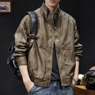 高端皮衣外套男秋冬202s4新款 潮牌衣服高級(jí)感機(jī) 加絨加厚大碼 男士