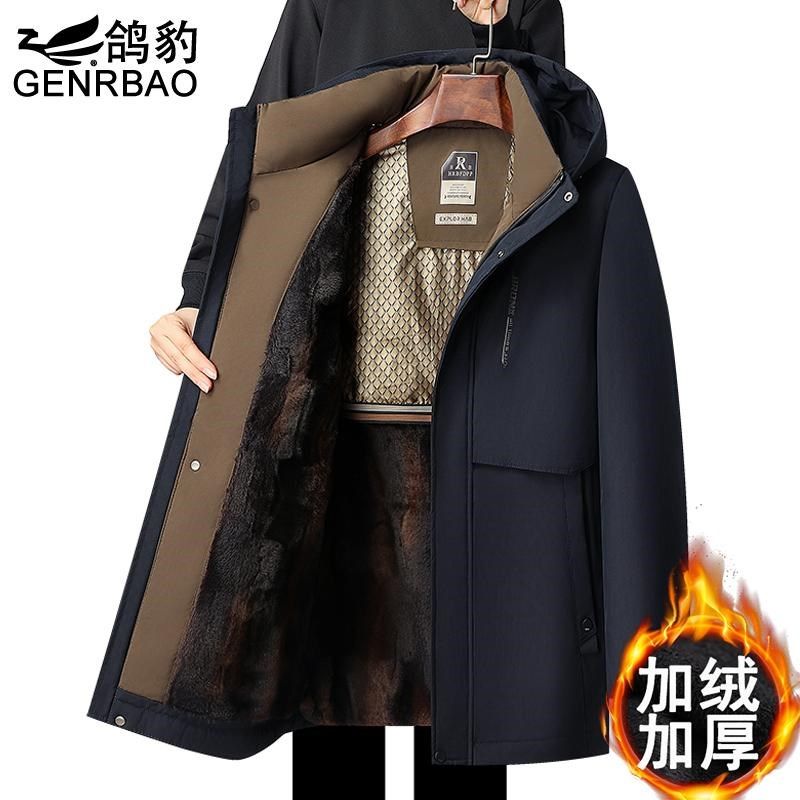 中老年人40-60岁棉衣外套爸爸新款羽绒棉服宽松冬季男士连帽棉袄