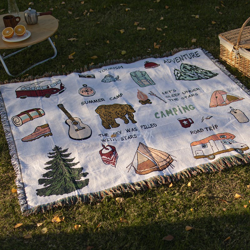 野餐垫露营防潮垫帐篷地垫加厚房车装饰床毯野餐布户外装备用品