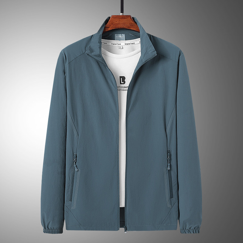 中老年夏季薄款夹克男士速干外套冰丝防晒衣爸爸装中年风衣防晒服