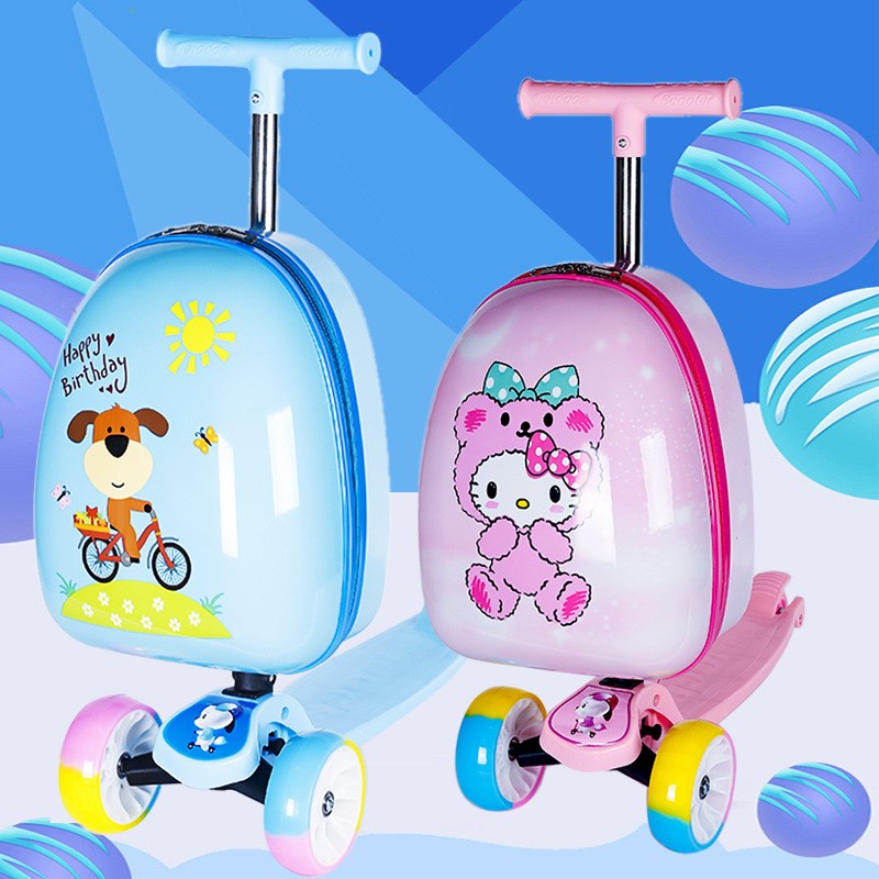 滑板儿童拉杆箱带滑板儿童卡通动漫男宝宝旅行箱行李箱拉杆女玩具