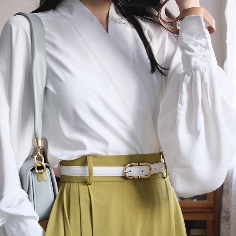 摸鱼儿【出尘】新中式改良日常系腰带带口袋马面裙衬衣交领飞机袖