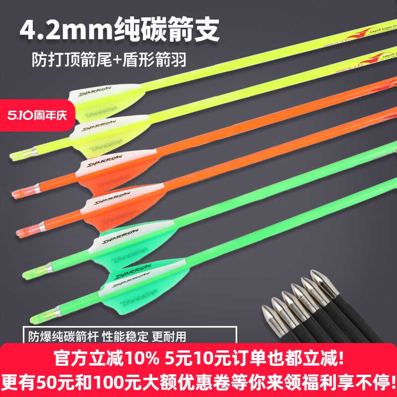 弓箭射箭4.2mm纯碳箭反曲弓复合弓碳素箭支射击射箭运动比赛通用