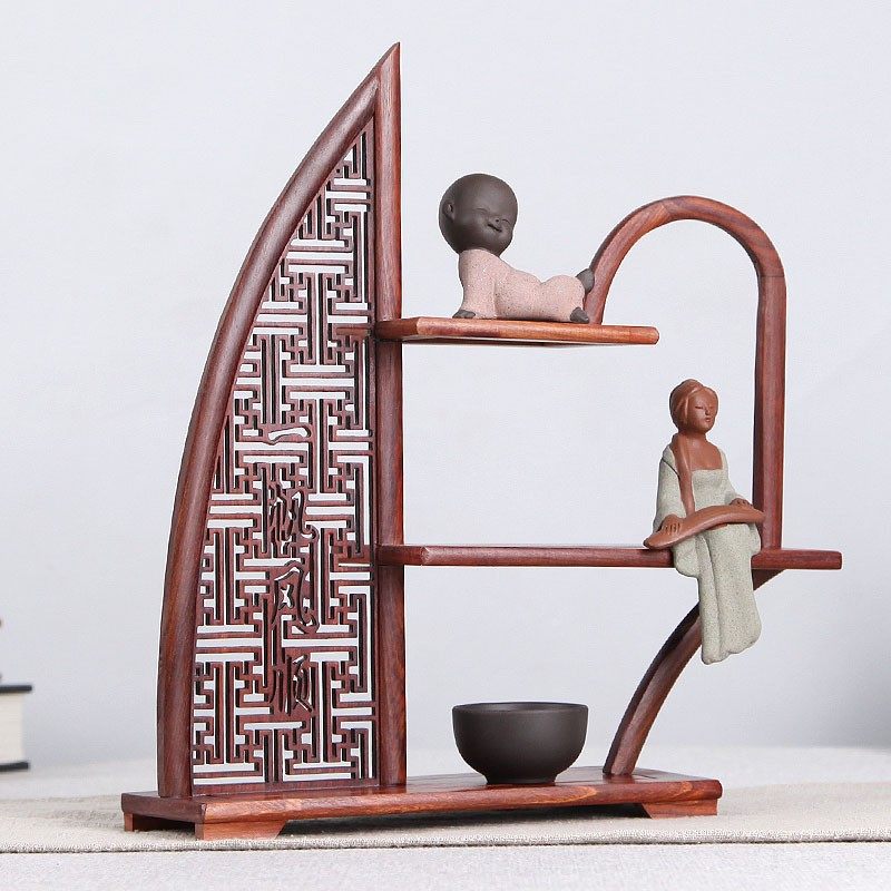 红檀博古架实木中式古典多宝阁古董架茶壶茶具架置物架古玩展示架