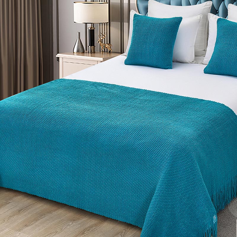 民宿床尾巾公寓床尾装饰毯针织毯美式酒店用品床尾毯宾馆床旗床盖