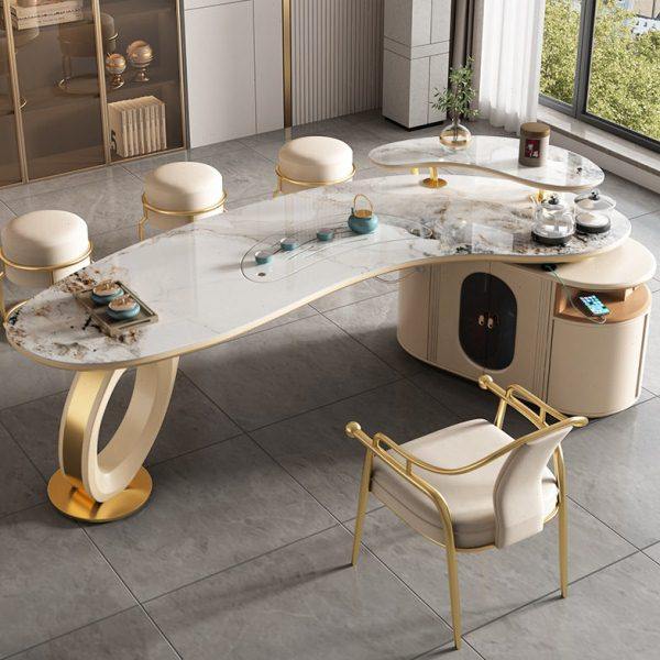 现岩板大茶台轻奢感简约公泡茶一体桌创意弧形茶桌椅组合,商业/办公家具,茶台/茶桌,淘宝优惠券,粉丝福利购,淘宝优惠卷