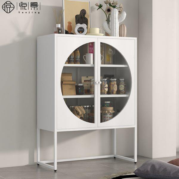 悦景铁艺玻璃门柜储物柜玄关柜餐边柜矮柜子现代简约家用陈列柜子,住宅家具,家用陈列柜,淘宝优惠券,粉丝福利购,淘宝优惠卷