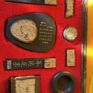 精品燕子石化石砚台笔筒镇尺包邮摆件文房四宝学生收藏工艺品礼品