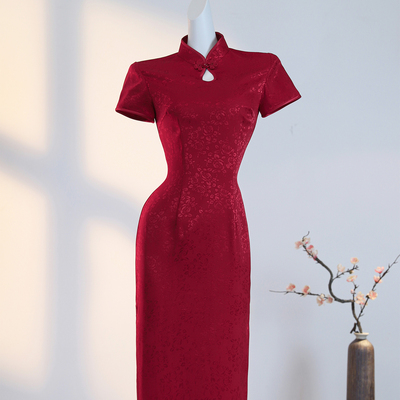 喜婆婆旗袍2025夏季新款高端提花