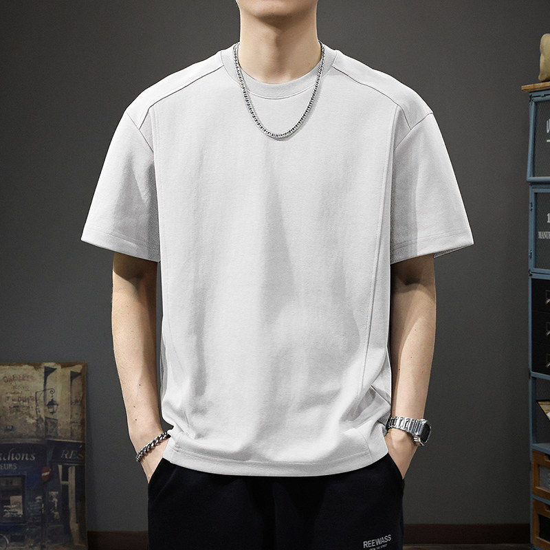 短款重磅上衣短袖t恤男2026夏季新款不规则高级宽松男士半袖体恤