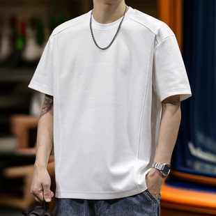短款重磅上衣短袖t恤男2026夏季新款不规则高级宽松男士半袖体恤