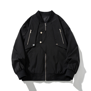 美式高街工装外套男春秋百搭休闲薄款棒球服女潮牌复古飞行员夹克