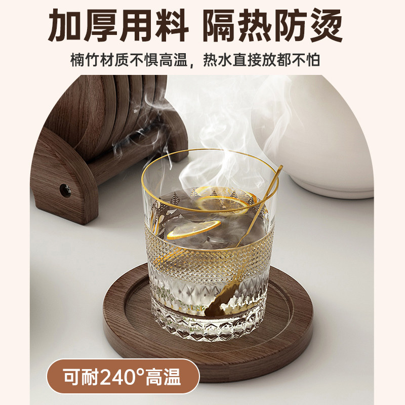 楠竹实木隔热防烫茶杯垫