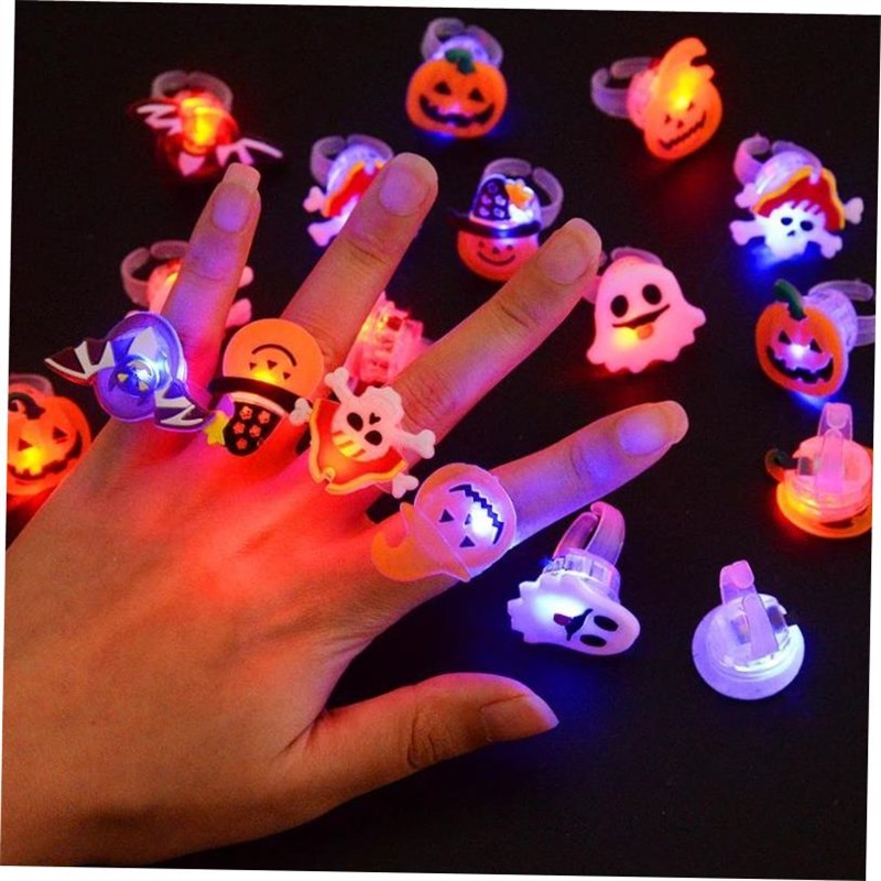 LED Light Halloween Ring Glowing Pumpkin GOhost Skull Rings
