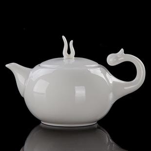 单壶创意茶壶功夫茶具羊脂玉简约陶瓷家用泡茶壶 白瓷茶壶手工中式