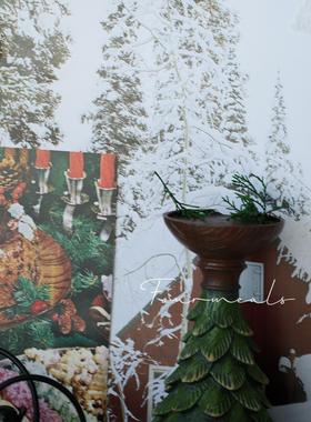 雪松烛台“圣诞树香味蜡烛装饰品圣诞基地覆古气氛烛台托盘创意