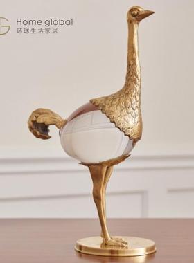 悦生活软装设计勇士抽象创意雕塑水晶金银色鸟样板房轻奢艺术摆件