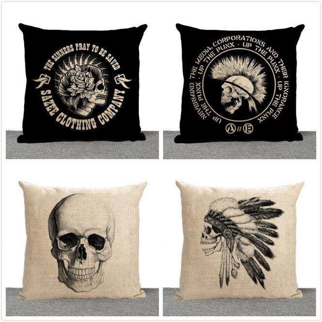 潮流骷髅头卡通亚麻棉麻抱枕套儿童靠枕汽车沙发垫靠垫定做定制,居家布艺,靠垫/抱枕,淘宝优惠券,粉丝福利购,淘宝优惠卷