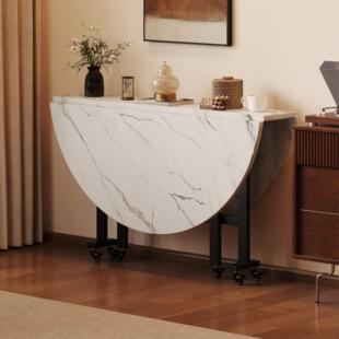 折叠桌子餐桌家用小户型可移动吃饭圆桌带转盘客厅家庭聚会大圆桌