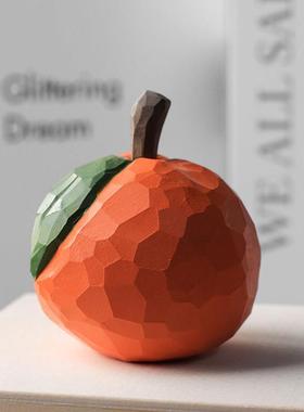 大桔大利！手工木雕橘子摆件 可爱实木木头水果礼物 桌面装饰摆设