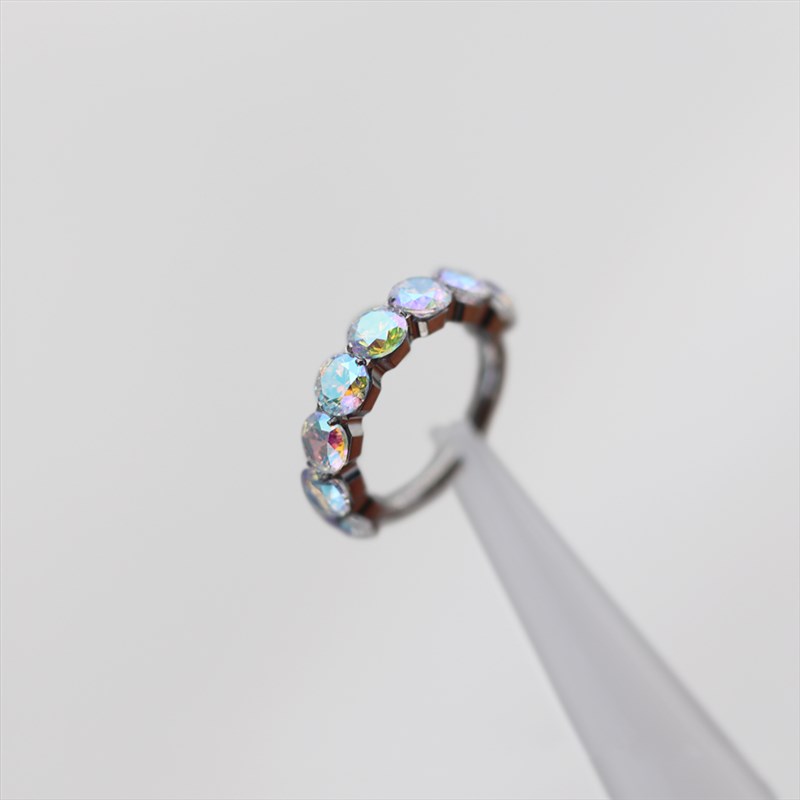 CC猪弟家 16G/18G 水波纹满钻环 镜面抛光钛合金耳钉耳骨钉耳窝钉