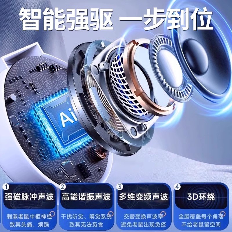 超声波驱鼠器驱鼠神器2025新款捕鼠灭老鼠驱赶捉扑器大功率家用抓