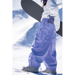 AWKA滑雪裤女款2023新款单板美式防水宽松滑雪服裤子冬束口裤
