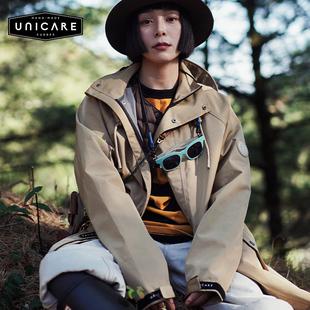 UNICARE男女长款风衣 时尚户外露营防水雨衣外套 电动车骑行雨披