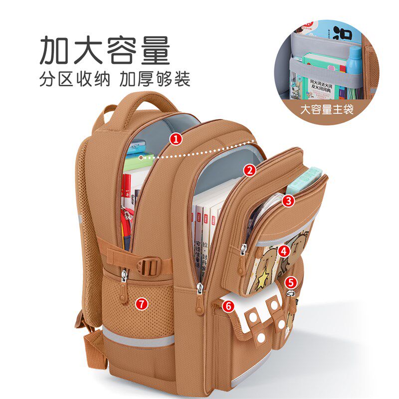 小学生卡皮巴拉儿童书包男童一年级减负护脊三到六女孩超轻背包四