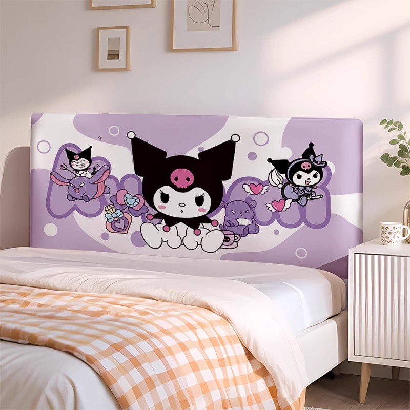 库洛米kity猫防尘床头罩弹力全包薄款床头套罩女孩房间公主风装饰