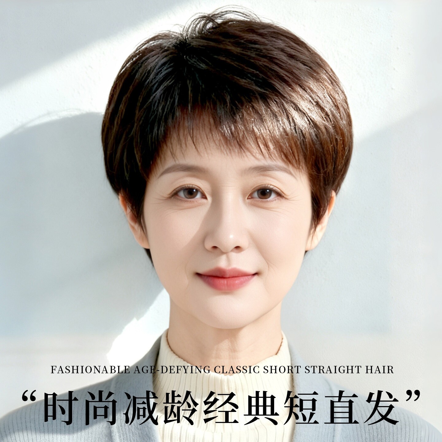 假发中老年女士真发妈妈款全头套日常短发隐形全手织假发套