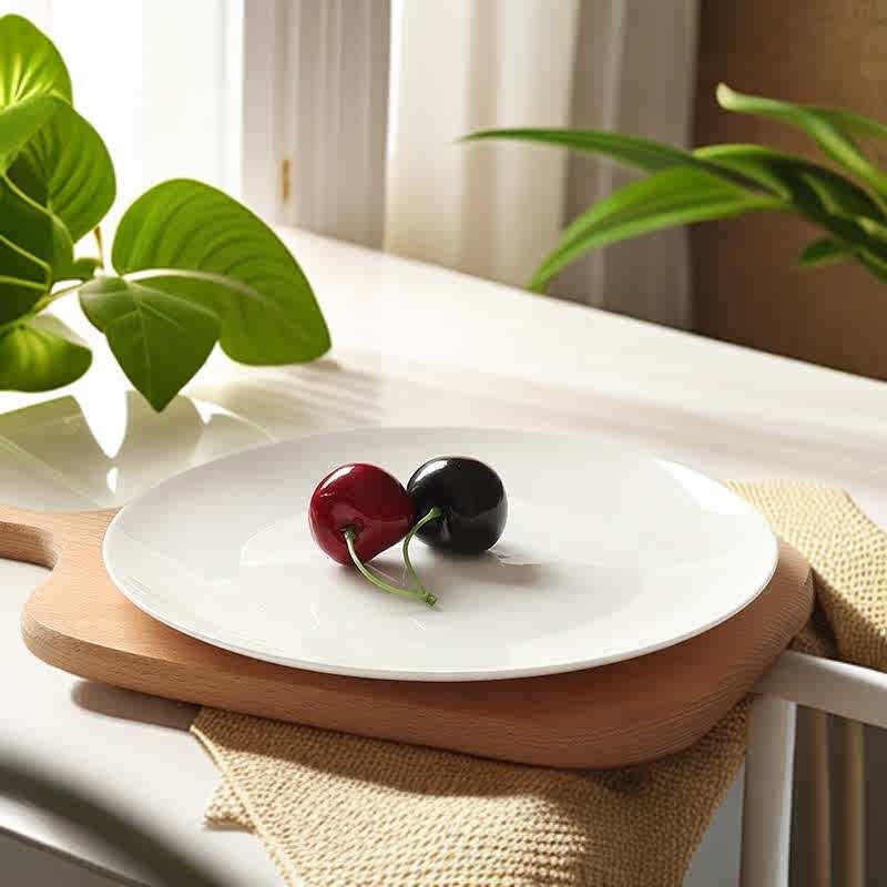 高档纯白骨瓷浅平月菜盘简约光盘陶瓷餐具西餐碟酒店摆盘家用骨台