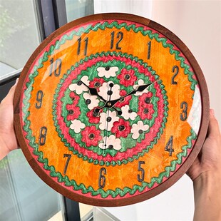 饰挂钟轻奢艺术高端静音挂表客厅家用挂墙时钟表 现代创意珐琅彩装