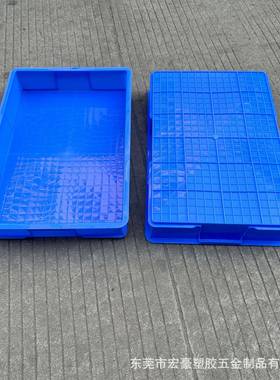 蓝色加厚可堆叠塑料托盘pp5号塑料方盘620*420*95mm塑料周转方盘