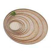 圆形晾晒网竹编平底大簸箕超大筛子农家乐装 饰品幼儿园绘画竹编匾