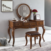 美式 化公主奢华妆台 实木梳妆台卧室大户型梳妆柜实木化妆桌欧式