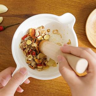日本厨房捣蒜陶瓷石臼研钵研磨器压蒜泥辣椒家用手动捣蒜臼子擂钵