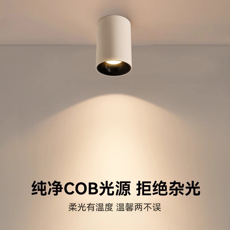 明装筒灯深杯圆形防炫射灯免开孔吸顶商用店铺过道无主灯客厅照明