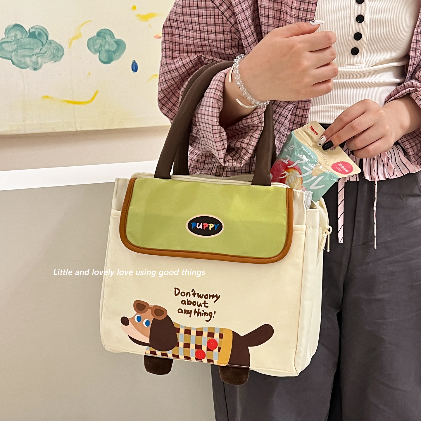 可爱腊肠狗便携饭盒包