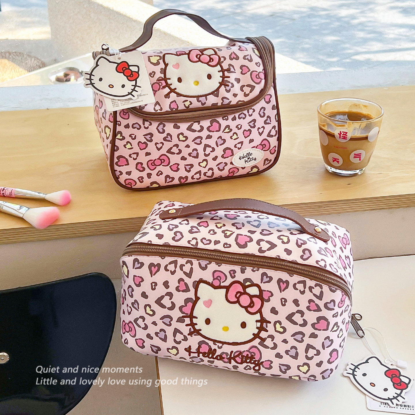 豹纹Kitty化妆包分区化妆品收纳包便携旅行外出大容量护肤洗漱包