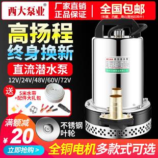直流潜水泵12V24V48V60V伏家用电瓶车抽水机小型电动车农用抽水泵