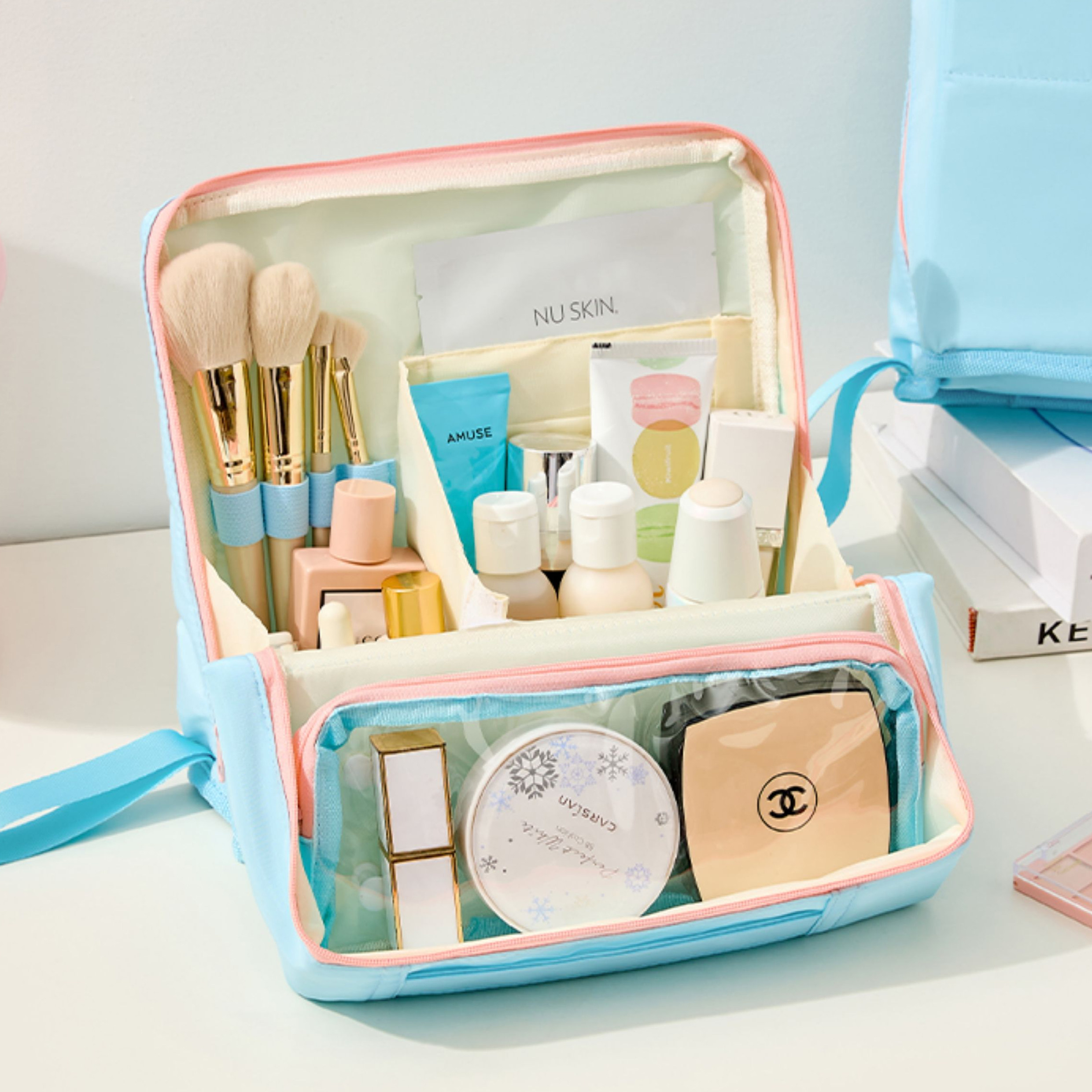 可折叠便携大容量立体笔袋化妆包可站立式化妆包竖式可放立,收纳整理,化妆包,淘宝优惠券,粉丝福利购,淘宝优惠卷